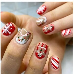 Festive Red and White Nail Art Set
